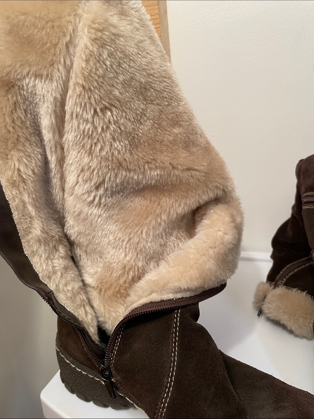 BareTraps Brown Suede Faux-Fur Pom Winter Boots - Picture 4 of 4